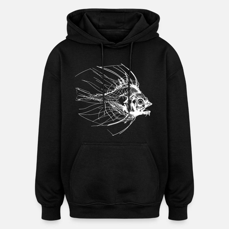 Fisch Skizze - Oversized Unisex Hoodie - Schwarz