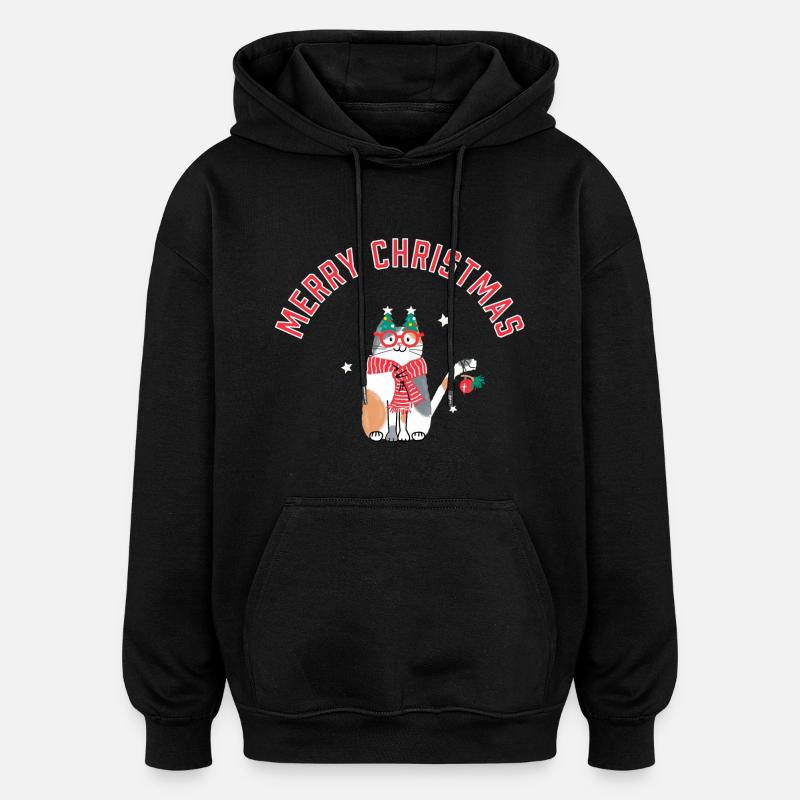 Magie de Noël des chats - Sweat à capuche oversize unisexe - noir