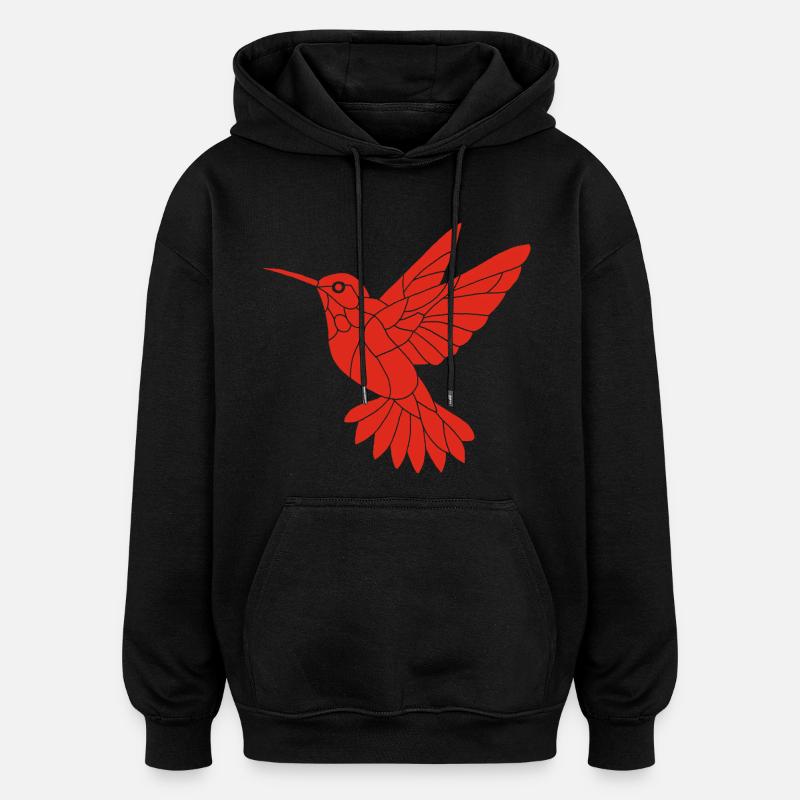 Roter Kolibri - Oversized Unisex Hoodie - Schwarz