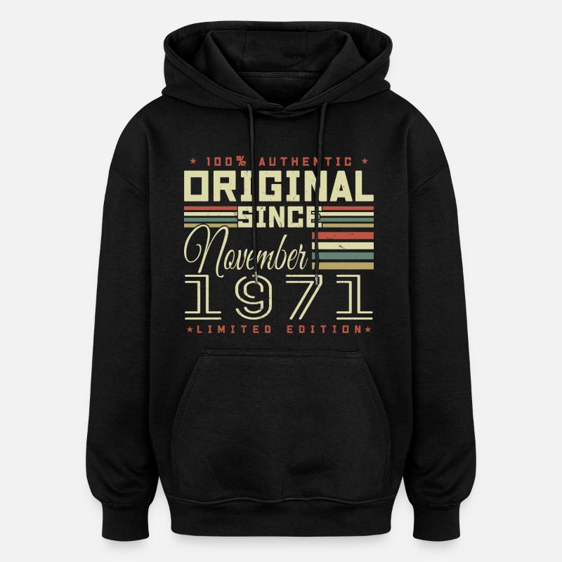 cadeau d'anniversaire novembre 1971 - Sweat à capuche oversize unisexe - noir