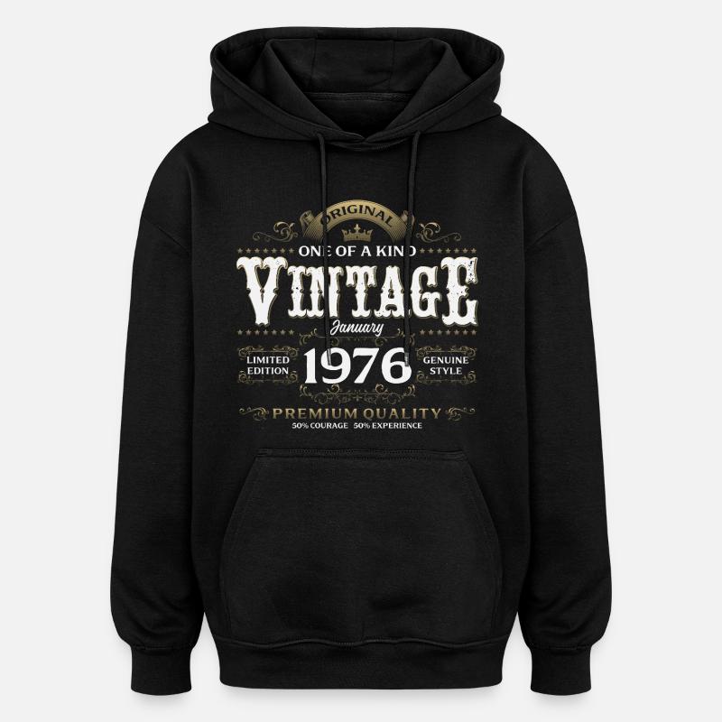 50e anniversaire Millésime janvier 1976 - Sweat à capuche oversize unisexe - noir