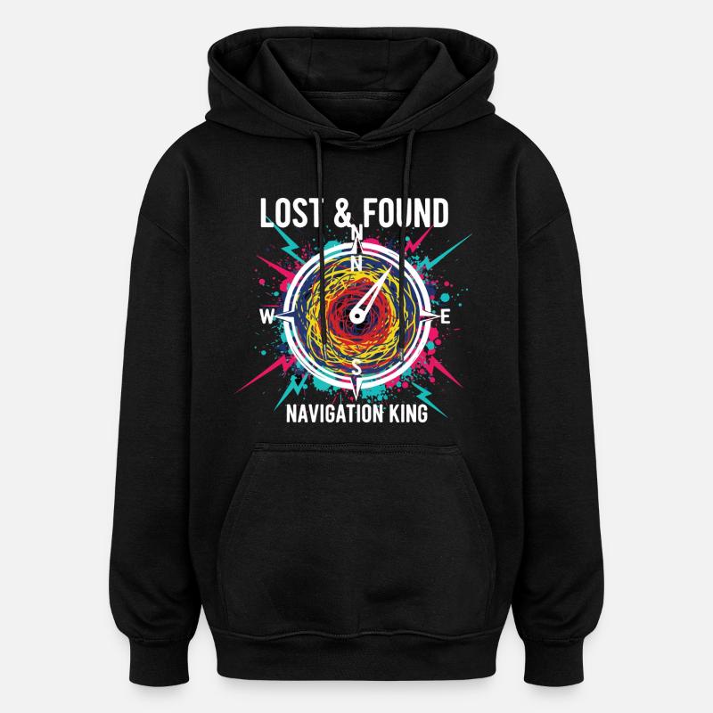 Lost & Found Kompass-Navigationskönig - Oversized Unisex Hoodie - Schwarz