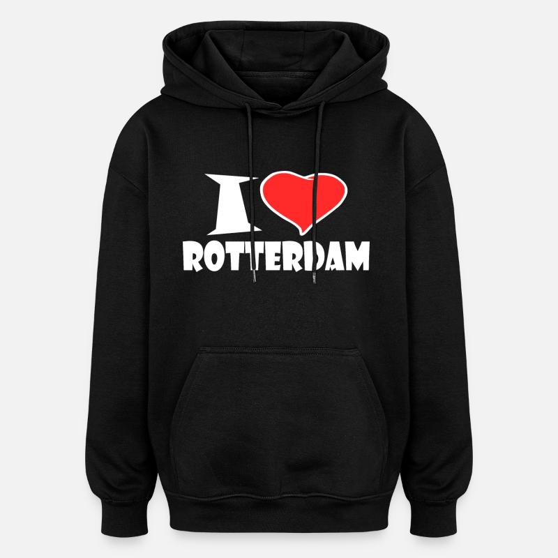 Rotterdam - Sweat à capuche oversize unisexe - noir