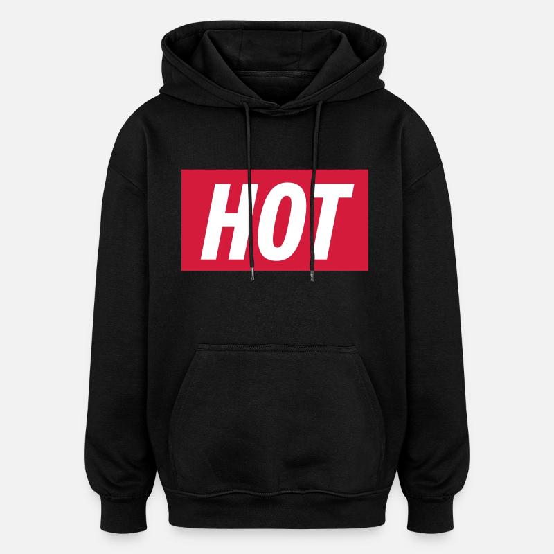 hot - Sweat à capuche oversize unisexe - noir