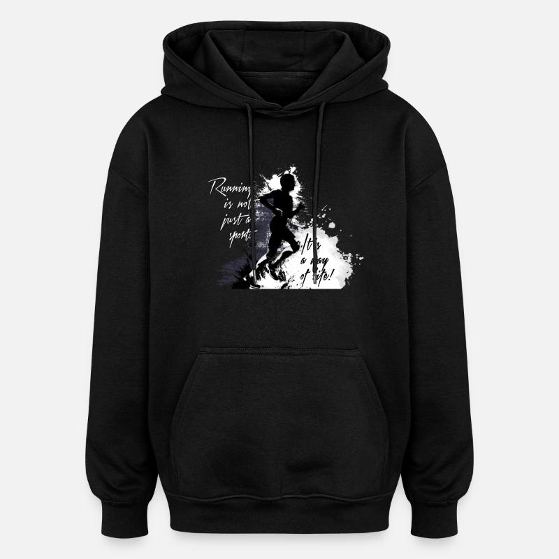 Läufer - Oversized Unisex Hoodie - Schwarz