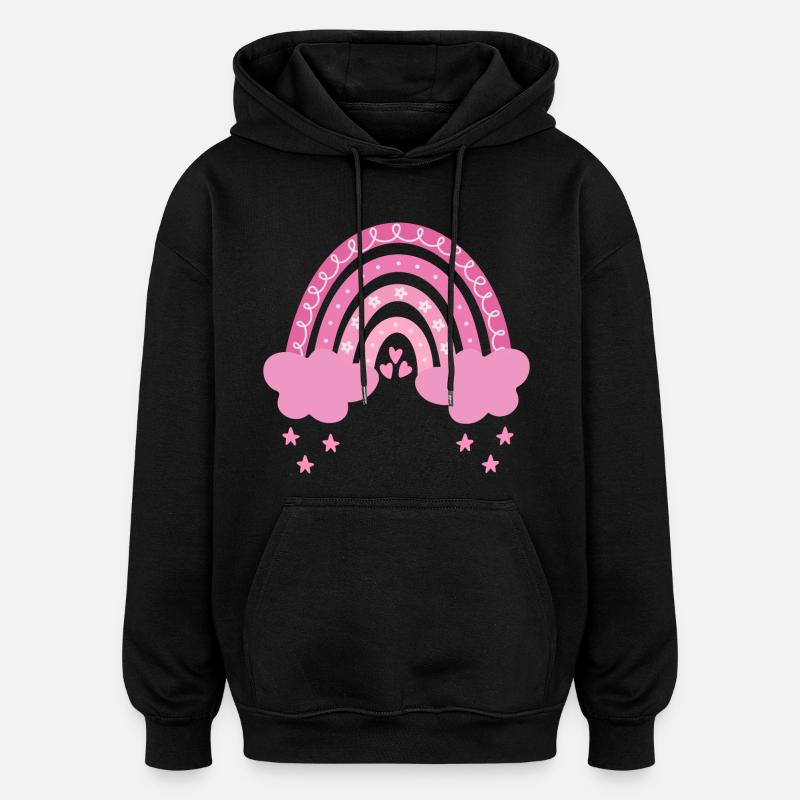 Arc-en-ciel bohème - Sweat à capuche oversize unisexe - noir