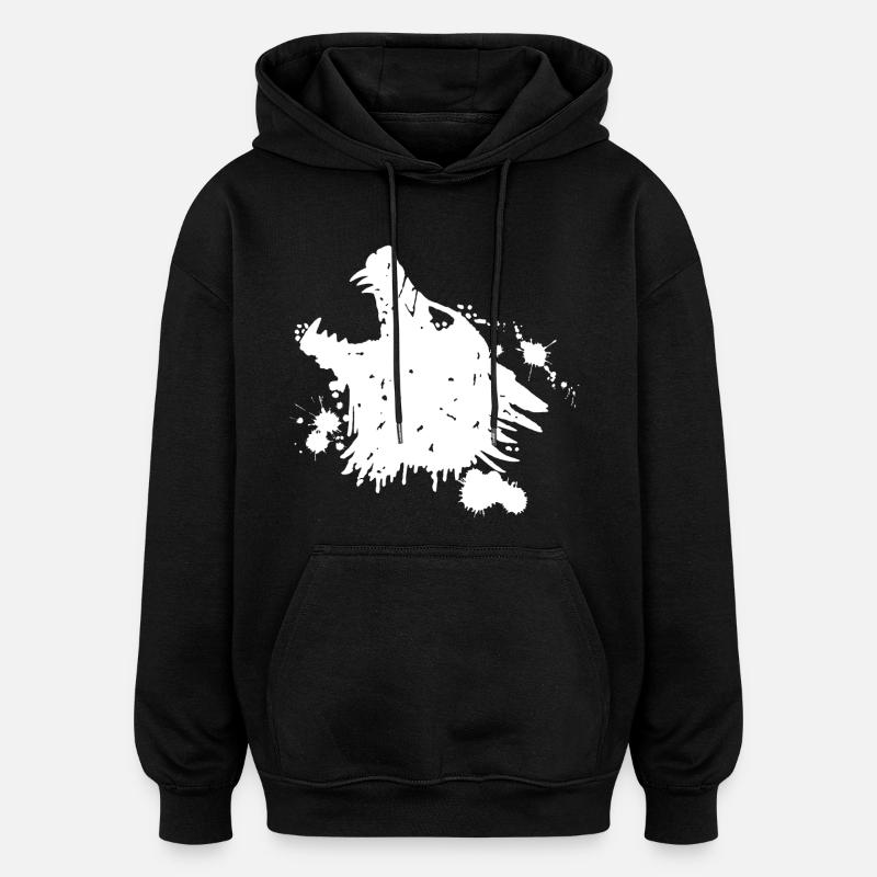 Howling white wolf - Oversized Unisex Hoodie - black