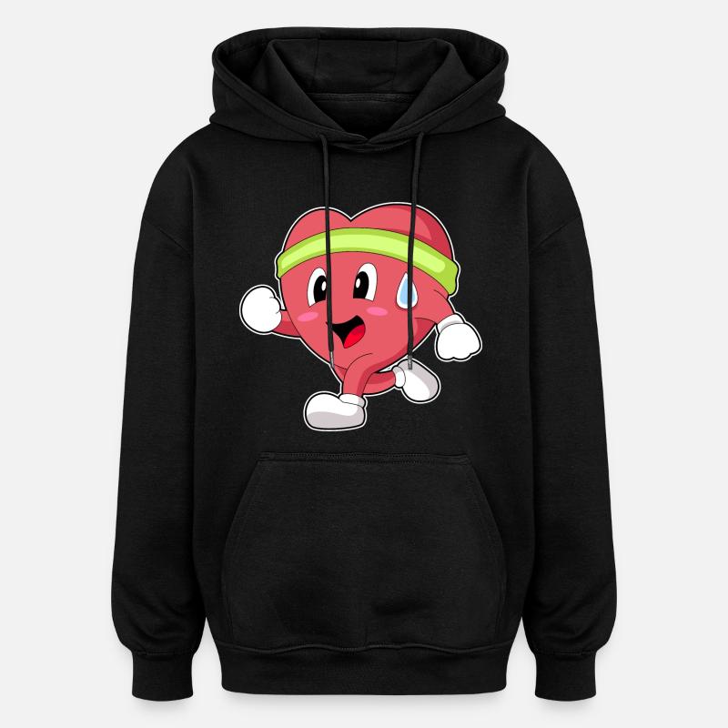 Jogging cardiaque - Sweat à capuche oversize unisexe - noir