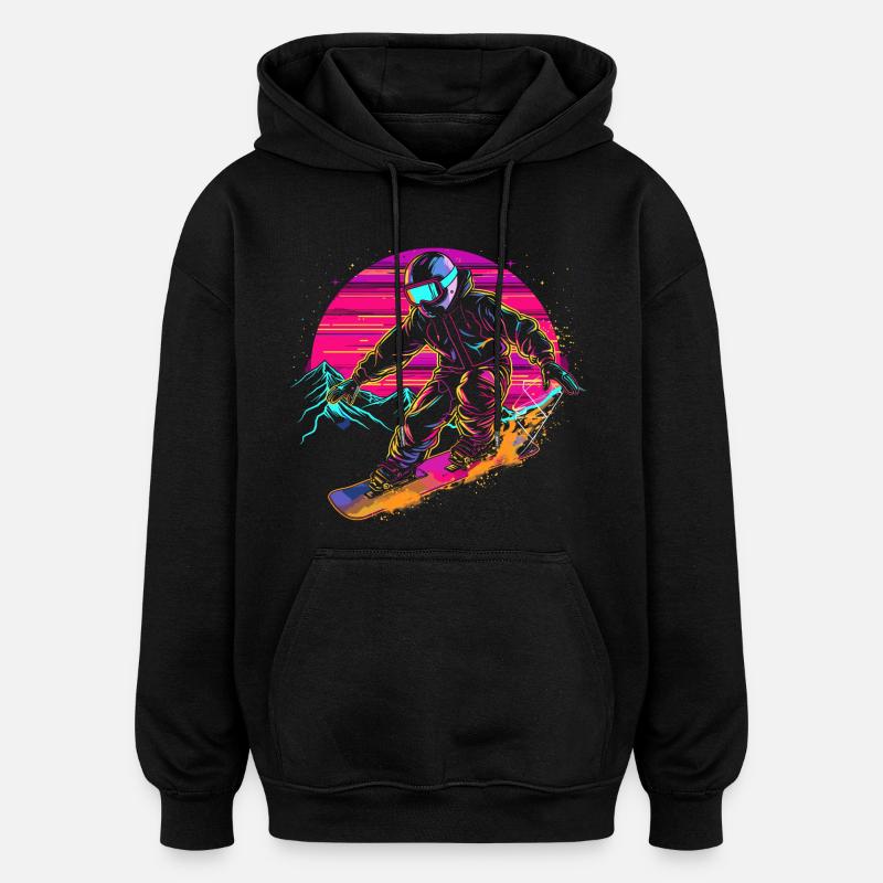 Snowboarder Vaporwave - Sweat à capuche oversize unisexe - noir