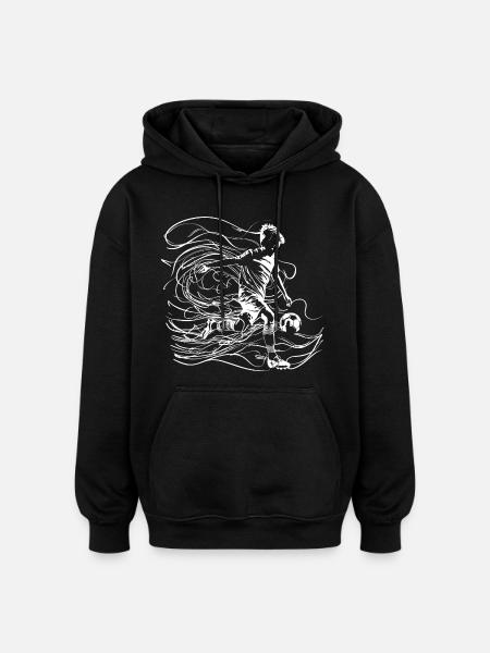 Soccer Boy Drawing - Oversized Unisex Hoodie - black