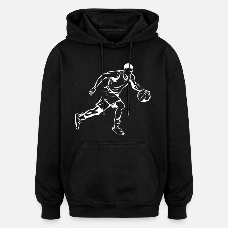 Basket-ball garçon graphique - Sweat à capuche oversize unisexe - noir