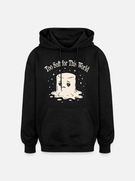 Melancholic Marshmallow - Sensitive & Soft - Oversized Unisex Hoodie - black