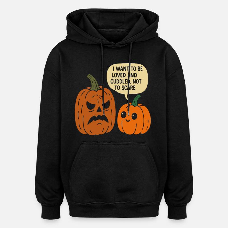 Duo de citrouilles d’Halloween câlins - Sweat à capuche oversize unisexe - noir