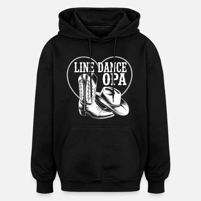 Line Dance Opa Cowboy Herz - Oversized Unisex Hoodie - Schwarz