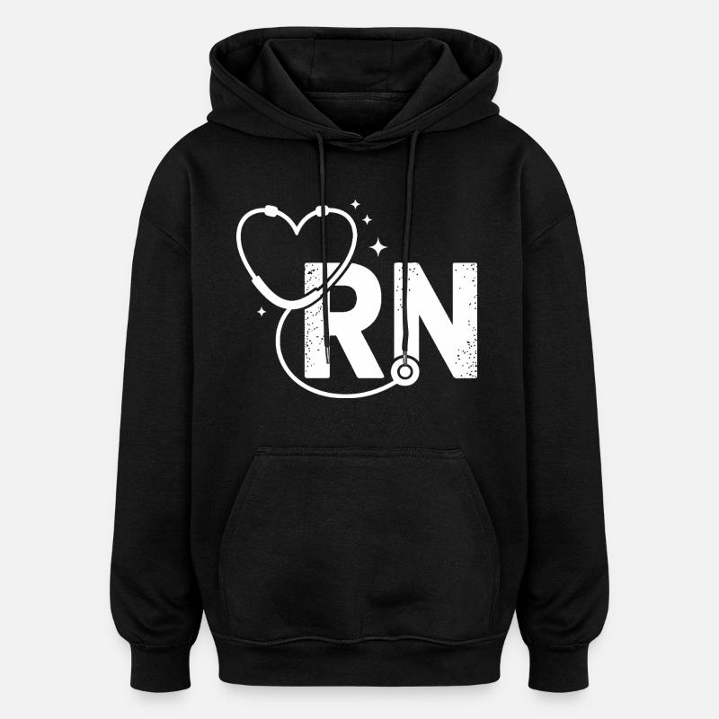 Herzloop RN logo with stars - Oversized Unisex Hoodie - black