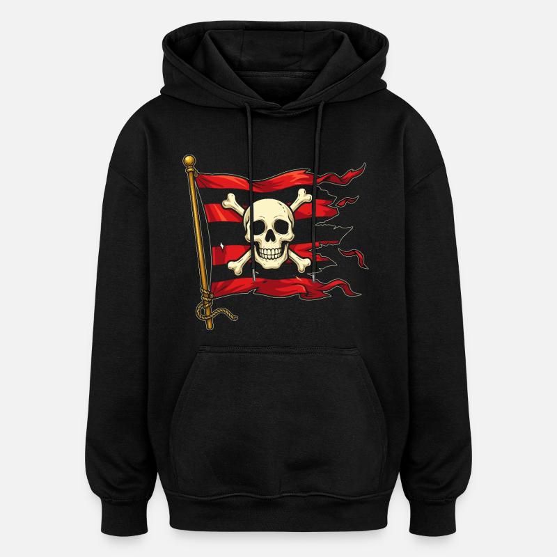 Skull on pirate flag - Oversized Unisex Hoodie - black