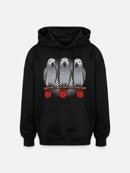 Graupapagei Papagei Papageibesitzer Papageihalter - Oversized Unisex Hoodie - Schwarz