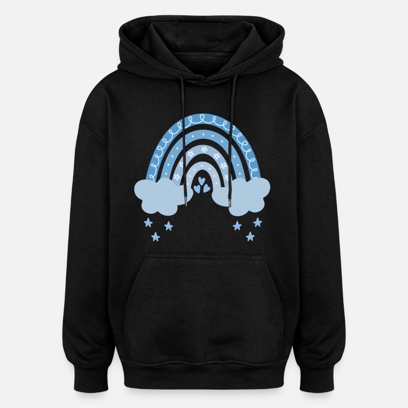 Rainbow with clouds - Oversized Unisex Hoodie - black