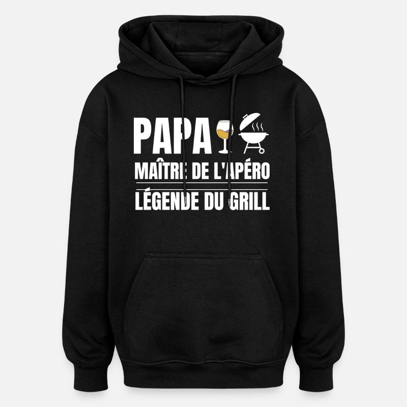 Papa Maître Apéro Gril Légende - Sweat à capuche oversize unisexe - noir