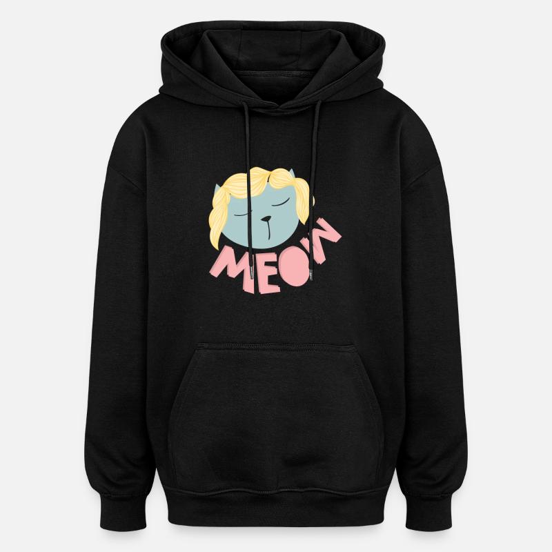 MEOW Cat Shirt - Sweat à capuche oversize unisexe - noir