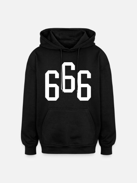 666 - Oversized Unisex Hoodie - Schwarz