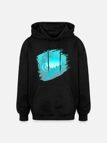 sunset blue - Sweat à capuche oversize unisexe - noir