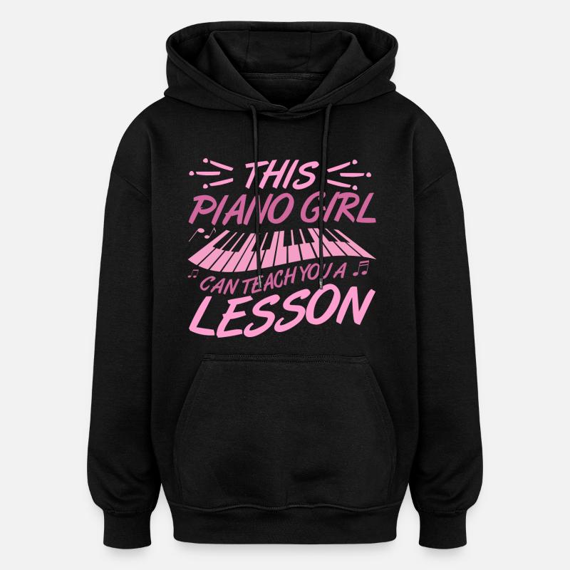 Fille au piano - Sweat à capuche oversize unisexe - noir