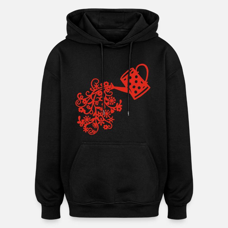 Le retour du printemps (rouge) - Sweat à capuche oversize unisexe - noir