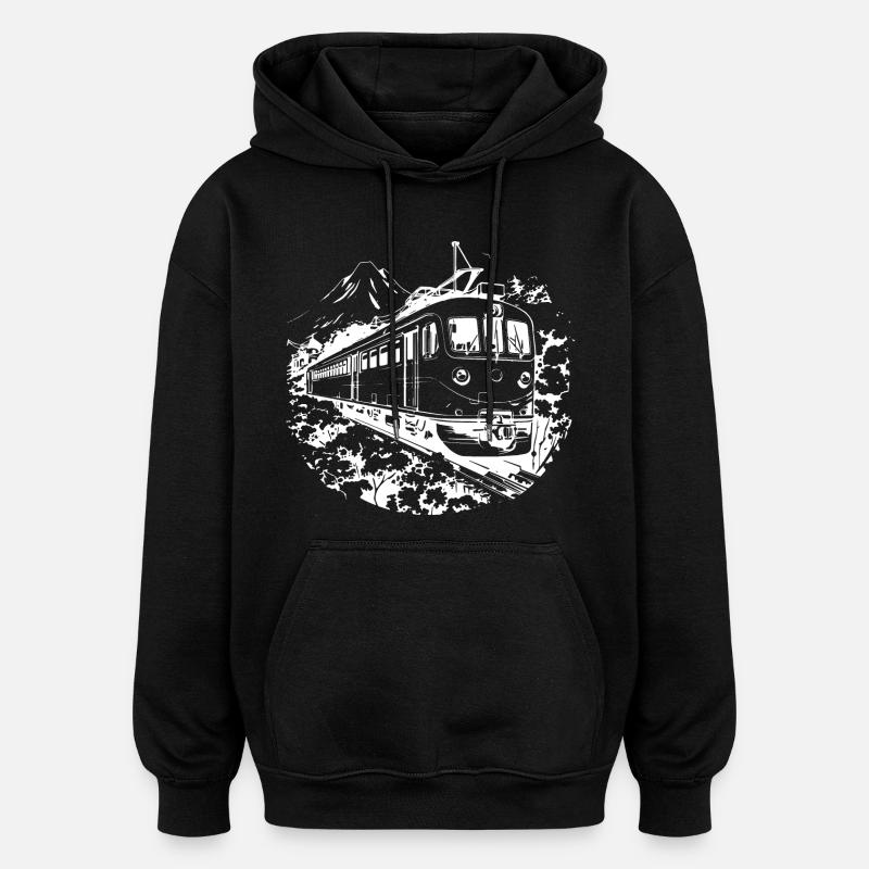 Graphique ferroviaire - Sweat à capuche oversize unisexe - noir