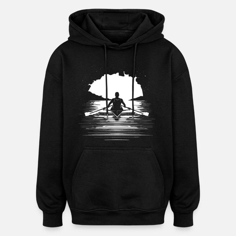 Ruderer Zeichnung - Oversized Unisex Hoodie - Schwarz