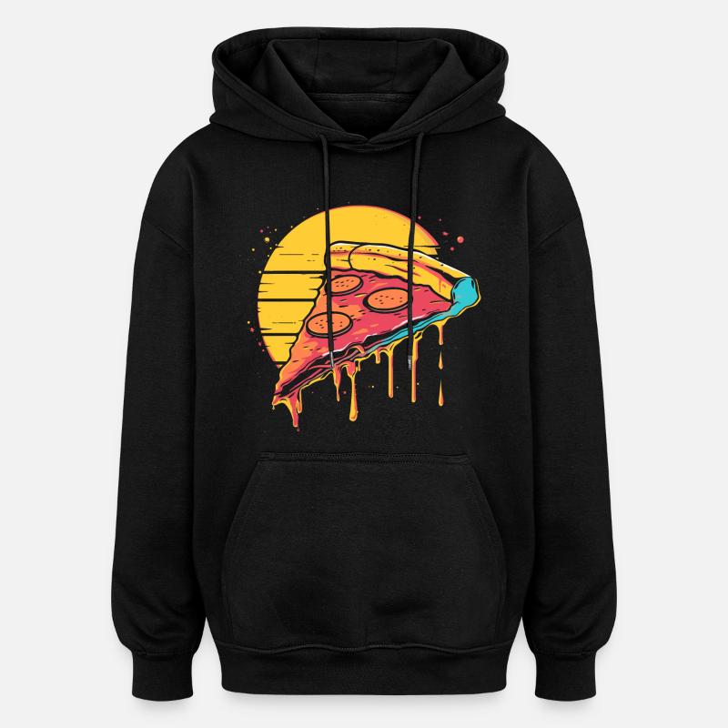 Illustration de tranche de pizza - Sweat à capuche oversize unisexe - noir
