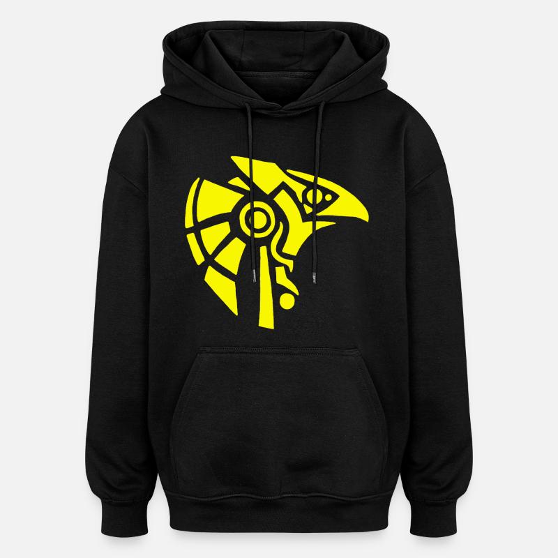 Dieu égyptien Horus (jaune) - Sweat à capuche oversize unisexe - noir