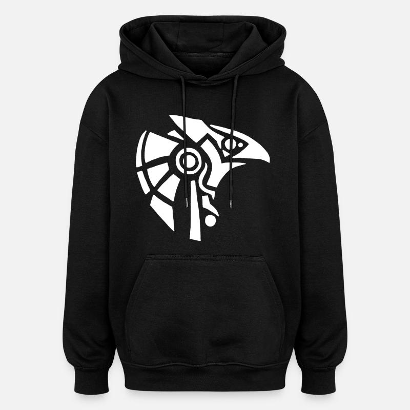 Dieu égyptien Horus (blanc) - Sweat à capuche oversize unisexe - noir
