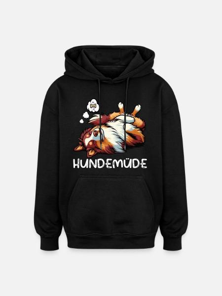 Hundemüde Australian Shepherd Aussie Aussiehalter - Oversized Unisex Hoodie - Schwarz