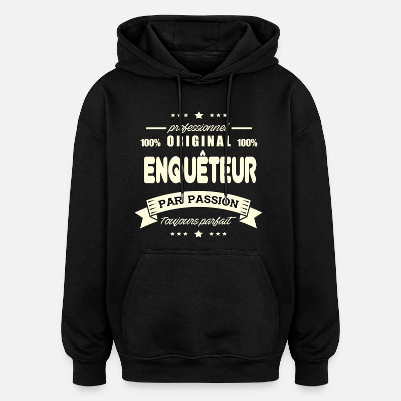 Enquêteur Original - Sweat à capuche oversize unisexe - noir