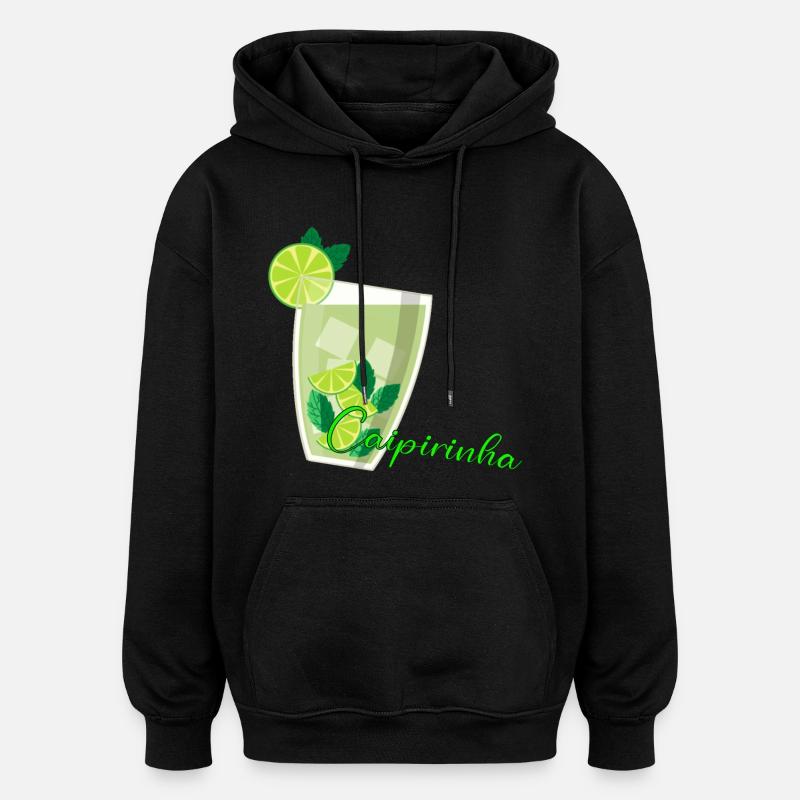 Verre de caipirinha avec menthe au citron vert - Sweat à capuche oversize unisexe - noir