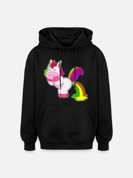 Unicorn Rainbow - Oversized Unisex Hoodie - black