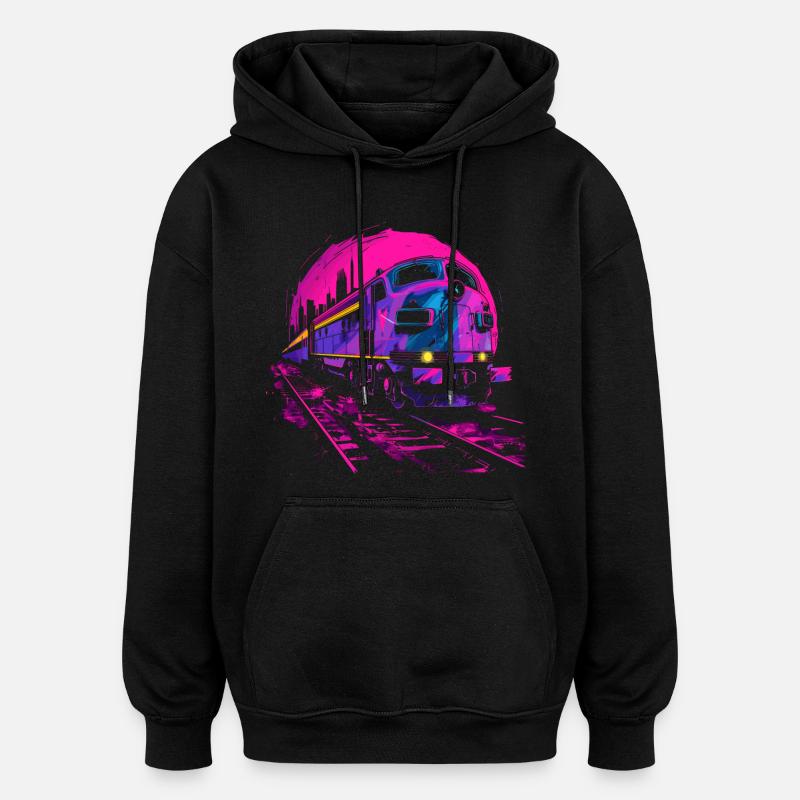 Retrowave Eisenbahn - Oversized Unisex Hoodie - Schwarz