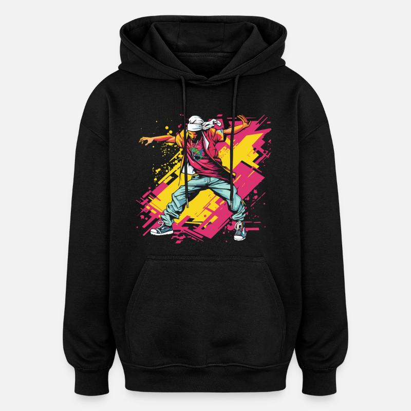 Breakdancer Graffiti - Sweat à capuche oversize unisexe - noir