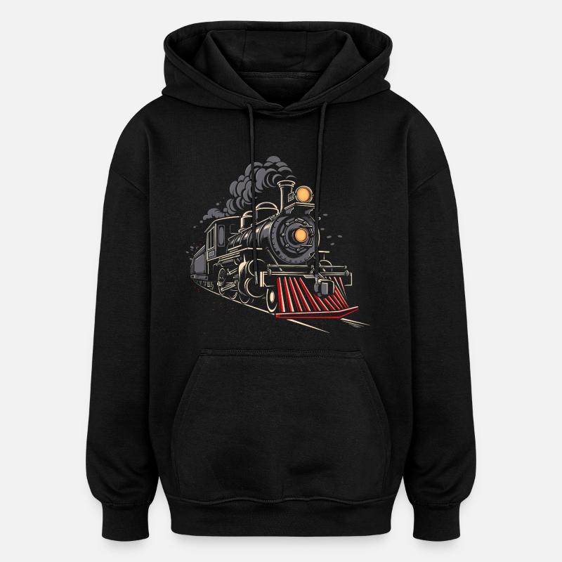 Graphiques de locomotive à vapeur - Sweat à capuche oversize unisexe - noir