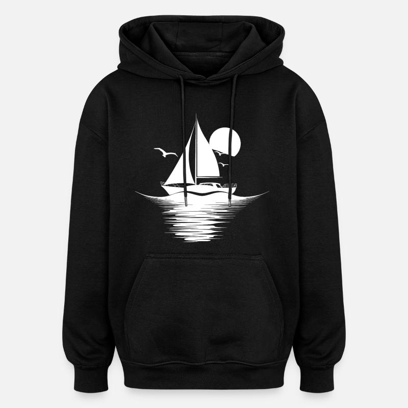 Sailing Drawing - Oversized Unisex Hoodie - black