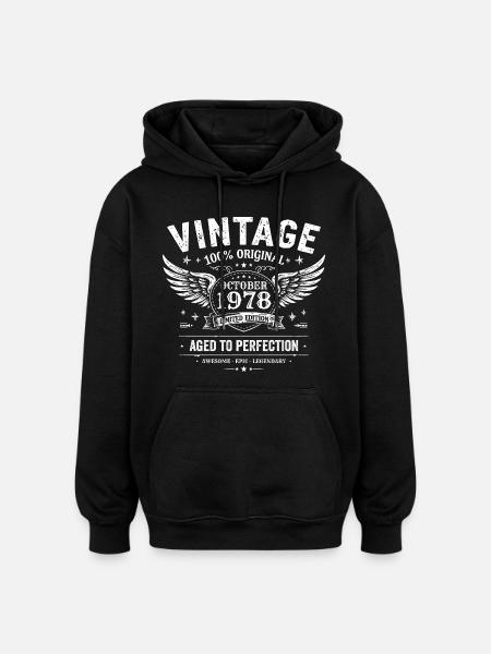 October 1978 | October 1978 Birthday Gift - Oversized Unisex Hoodie - black