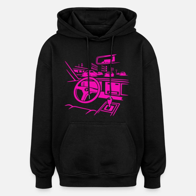Neon Car Cockpit - Oversized Unisex Hoodie - black