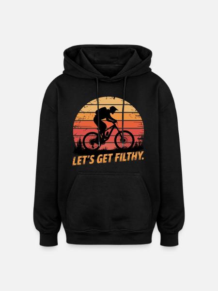 VTT, Descente, Action du cyclisme - Sweat à capuche oversize unisexe - noir