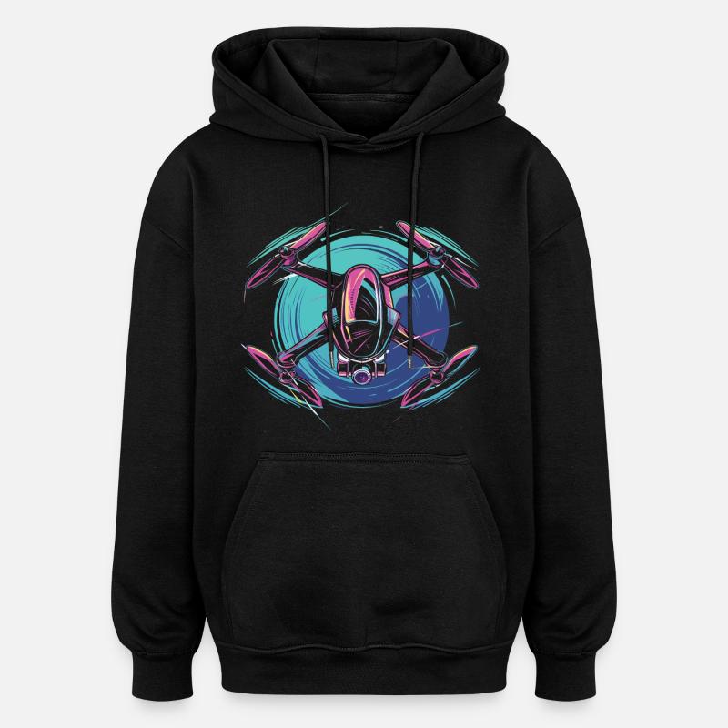 Neon Drohne - Oversized Unisex Hoodie - Schwarz