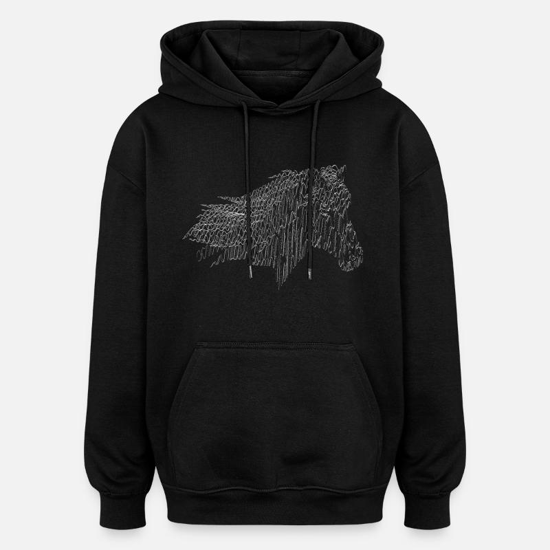 Cheval à couver blanc - Sweat à capuche oversize unisexe - noir
