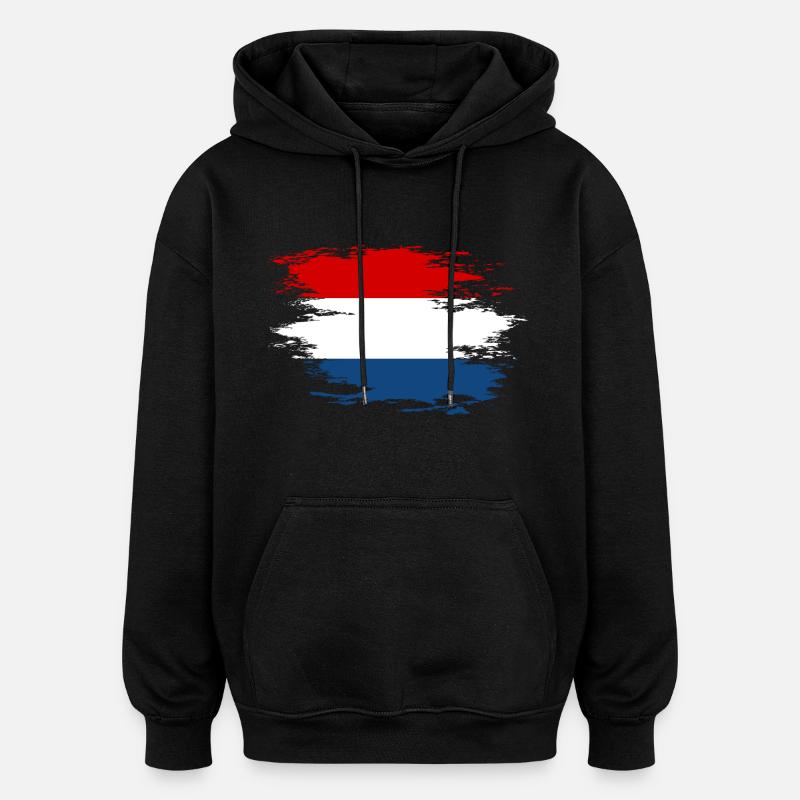 Drapeau hollandais utilisé design - Sweat à capuche oversize unisexe - noir