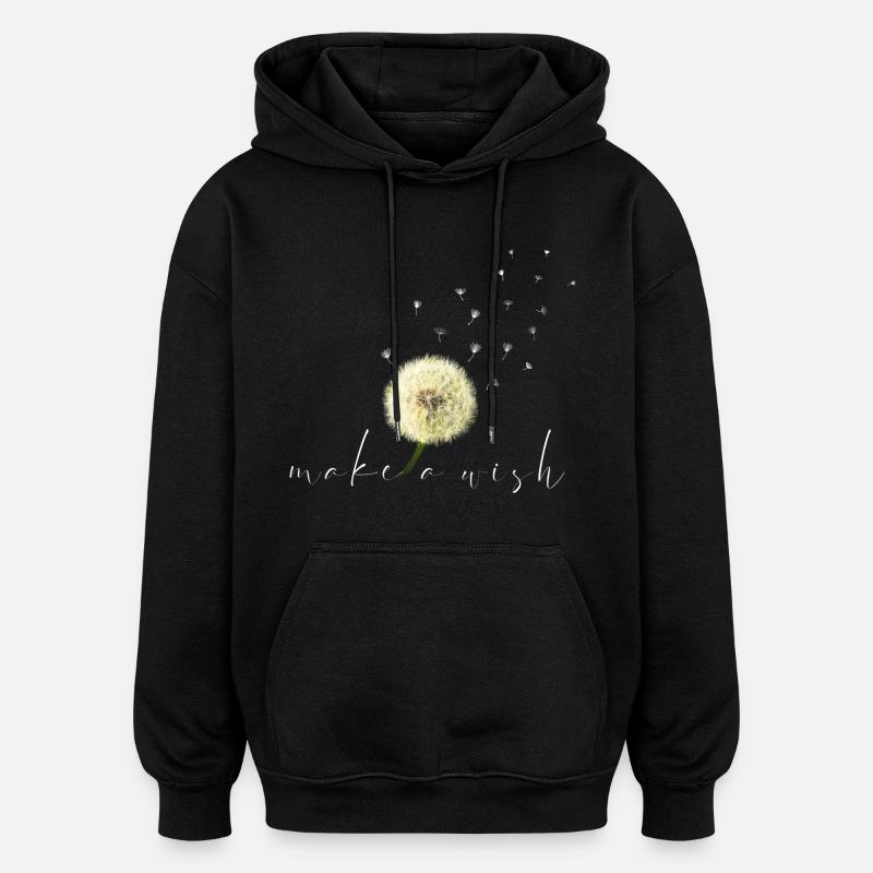 faire un vœu Pissenlit - Sweat à capuche oversize unisexe - noir