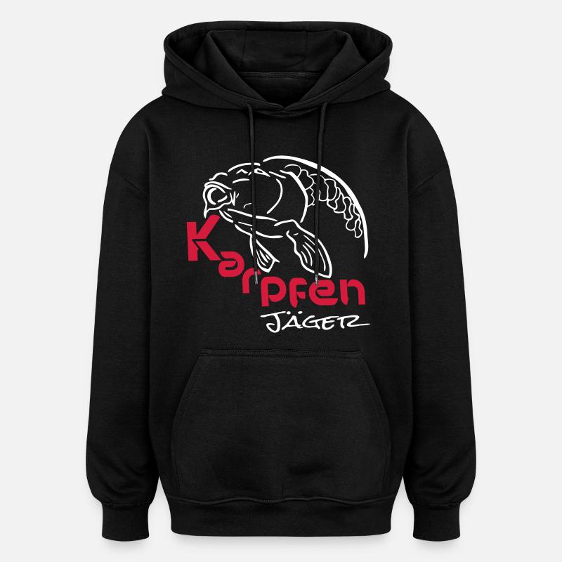 Karpfenjäger - Oversized Unisex Hoodie - Schwarz