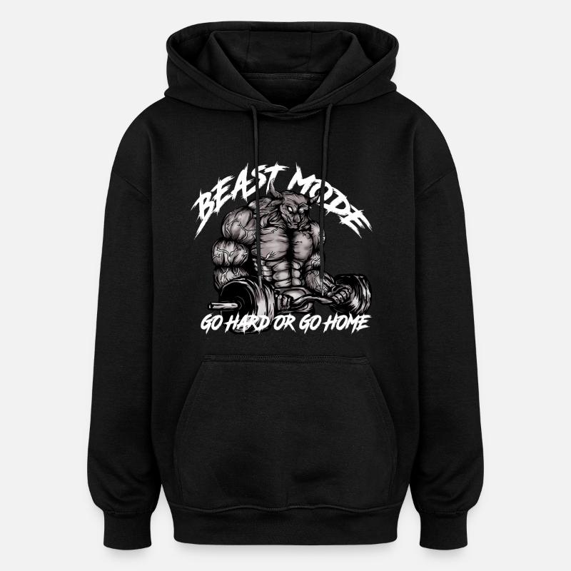 Gym Bull - Beast Mode - Sweat à capuche oversize unisexe - noir